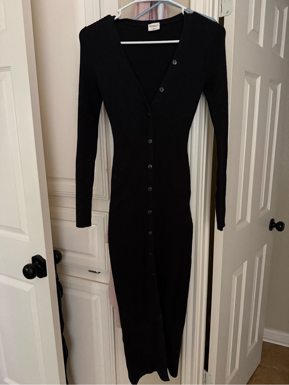 Abercrombie & Fitch Black Ribbed Sweater Maxi Dress